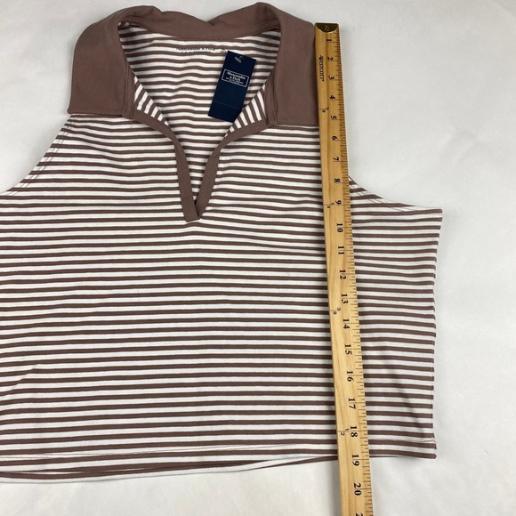 NWT Abercrombie Fitch Women's XL Sleeveless Polo Top Brown Collared Tank - Picture 9 of 12